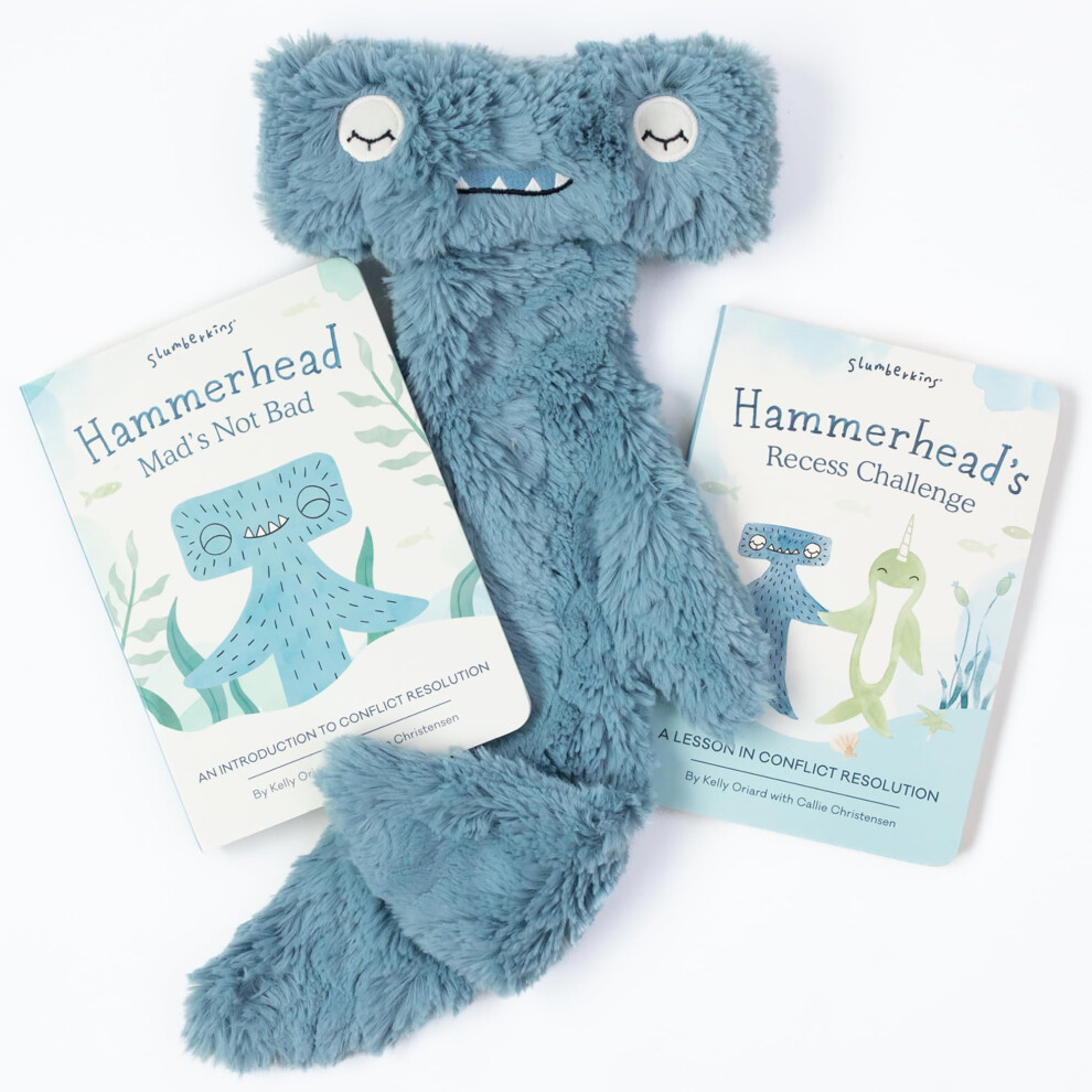 Slumberkins Hammerhead Snuggler & 2 PappbilderbüCher, Komplettset | FöRdert KonfliktlöSung, Soziale FäHigkeiten Und Verantwortung | Sel-Entwicklu-image