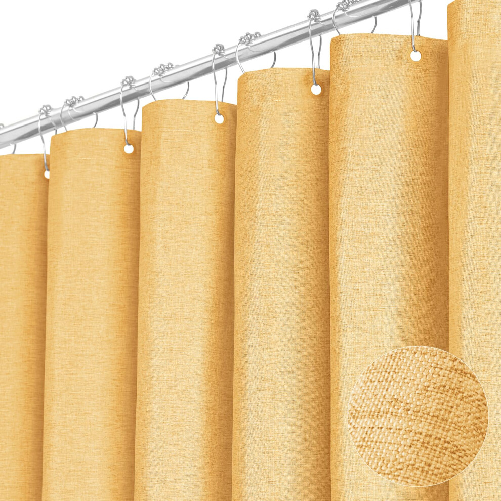 Rideau de douche extra long BTTN 96 pouces, tissu textur    en lin robuste avec 12 crochets en plastique, grand rideau de douche d   coratif de luxe