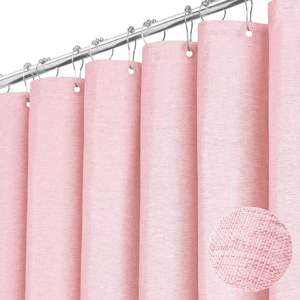 Rideau de douche extra long BTTN 96 pouces, tissu textur    en lin robuste avec 12 crochets en plastique, grand rideau de douche d   coratif de luxe