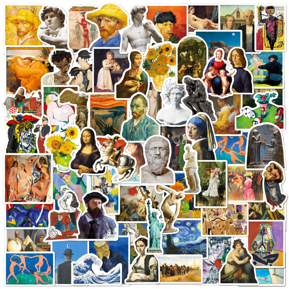 Retro Famous Art Painting Stickers Pack  100 Pcs Vinyl Waterproof Vincent Van Gogh Oil Painting Style Stickers for Laptop Phone Water Bottles Lovely G