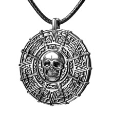 Spooktacular Creations Halloween Silver Pirates Necklace Skull Silver Necklace Pirate Charm Necklace Accessories for Halloween Dress Up Party Cospla
