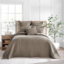 Levtex Home - Mills Waffle - Conjunto de Colcha Twin - Algodão Waffle Cocoa - Tamanho Colcha (80 x 110in.), Tamanho Fronha (26 x 20in.)
