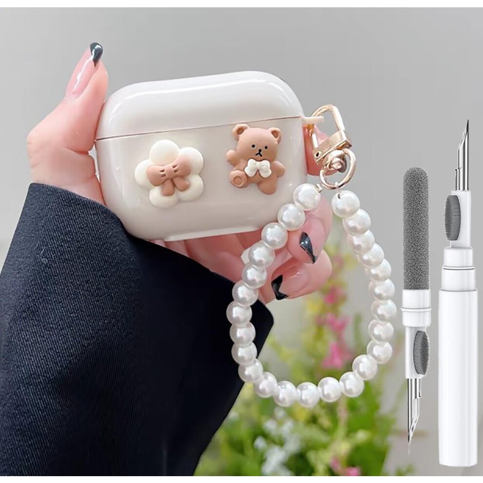 Cute Case For Airpod Pro/Pro 2 Gen Cases 2019/2022/2023 Funny 3D Little Bear&Flower Kawaii Apple Airpod Pro 2Nd/1St Generation Cover With Cleaning Ki 711523868755
