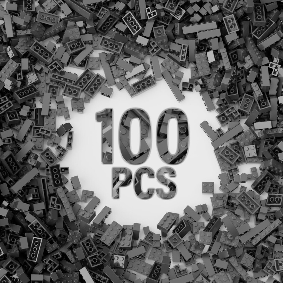 100 Stuks Donkergrijze Stenen, Bulk, 12 Stuks, Donkergrijze Klassieke Bouwstenen, Compatibel Met Lego-Onderdelen (Kleur: Donkergrijs)-image