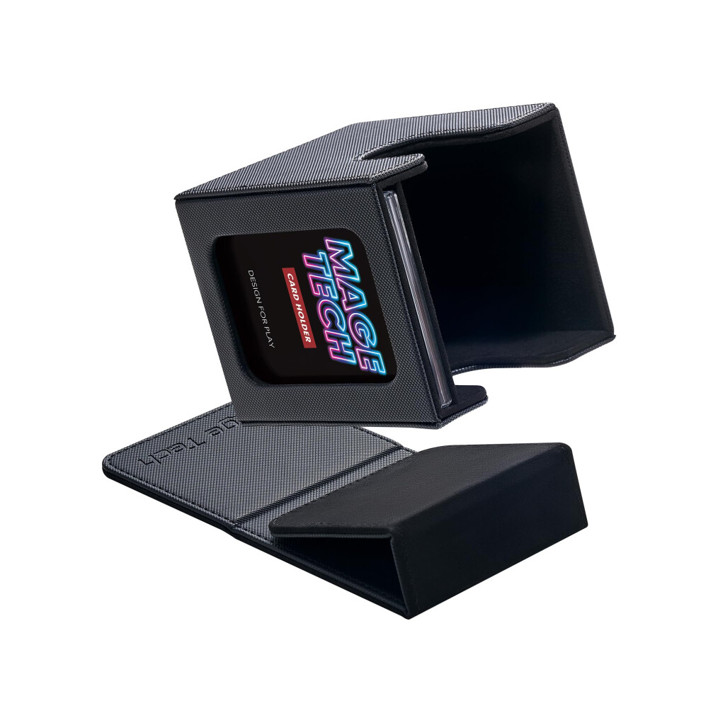 Mage Tech Commander Deck Box Lite - Display Per Carte Con Mini Porta Carte A Scatto E Copertura Rimovibile, Adatta A Oltre 100 Carte A Manica Singola, Ideale Per Mtg, Ptcg, Opcg, Swu E Altro (Nero)-image