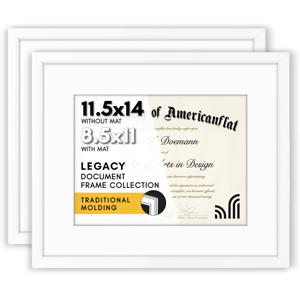 Cadre Dipl Me Americanflat 11,5 X 14 Avec Plexiglas Poli - Lot De 2 - Utiliser Comme Cadre 8,5 X 11 Avec Passe-Partout Ou 11,5 X 14 Sans Passe--image