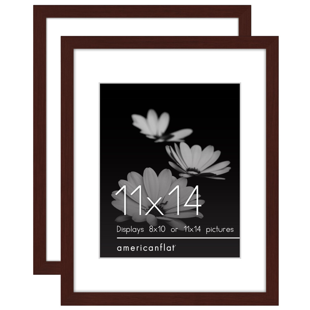 Americanflat 11X14 Fotolijst Met Gepolijst Plexiglas - Set Van 2 - Te Gebruiken Als 8X10 Lijst Met Passe-Partout Of 11X14 Lijst Zonder Passe-Part-image