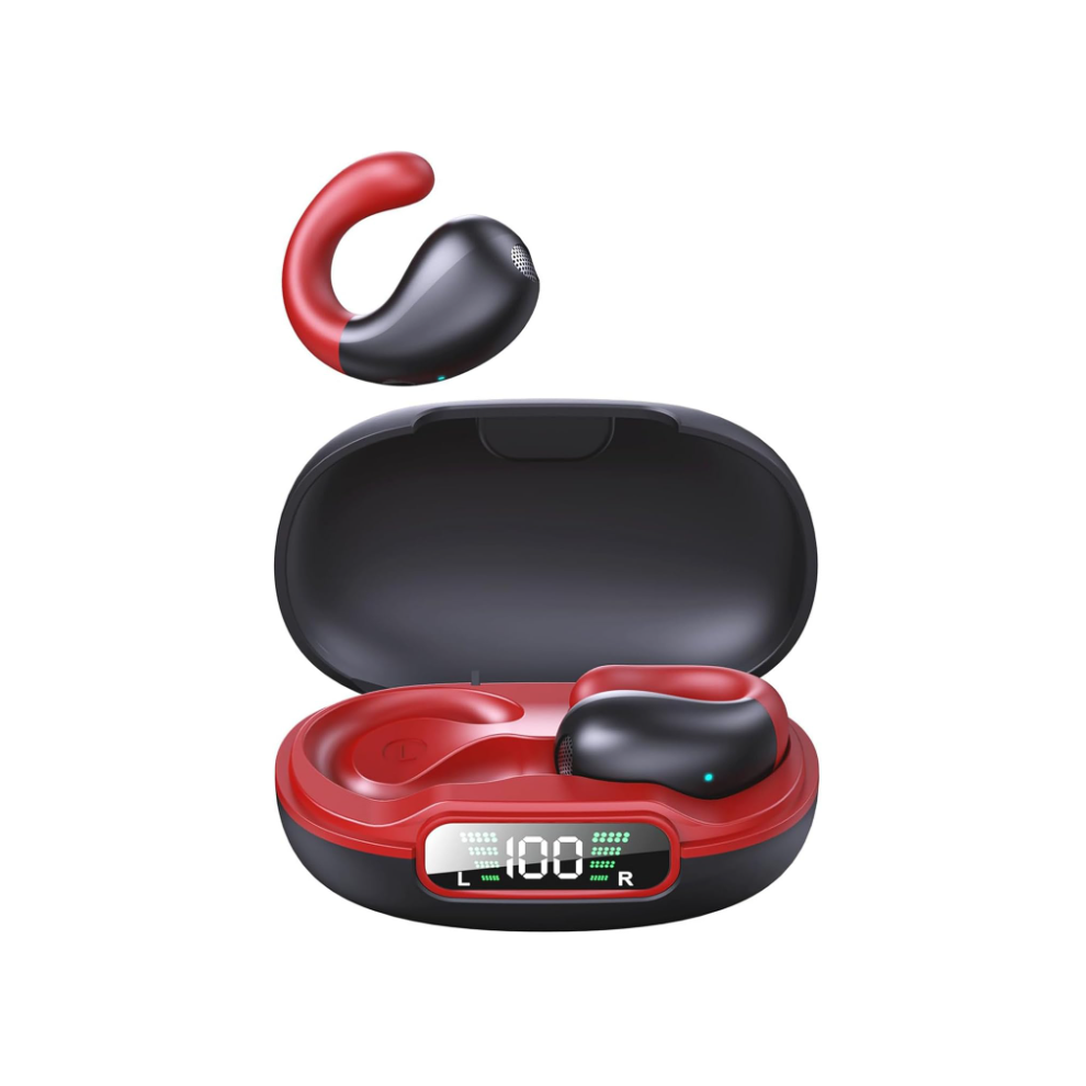 Chronus Wireless Open Ear Earbuds Bluetooth Bone Conduction Headphones Earphones(Red) Red