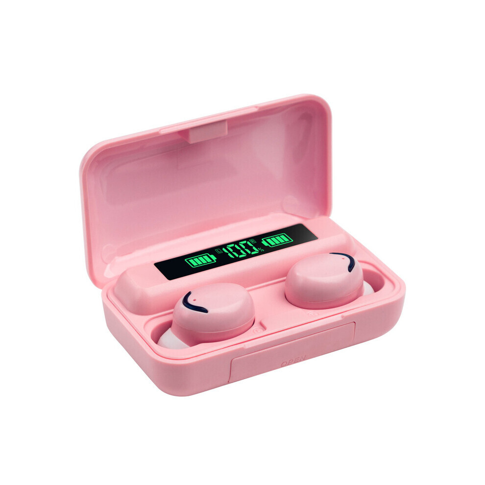 (Pink) (PURPLE) F9 Wireless Earbuds Headphones With 1200mAh Digital Display Charging Case