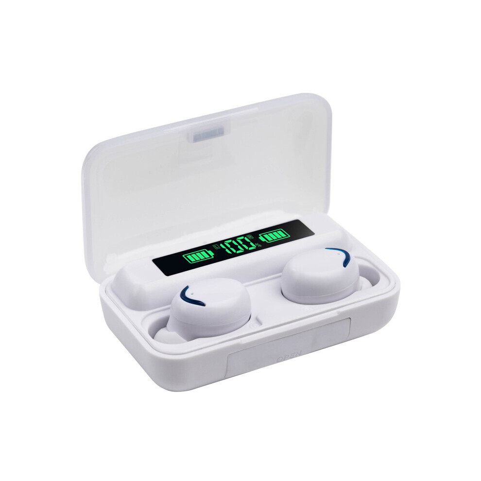 (WHITE) (PURPLE) F9 Wireless Earbuds Headphones With 1200mAh Digital Display Charging Case