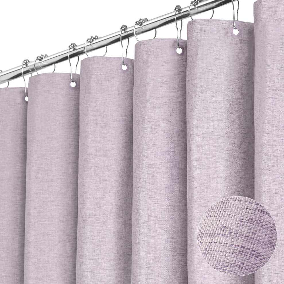 Rideau de douche extra long BTTN     183 x 213 cm, tissu textur    en lin robuste avec 12 crochets en plastique, grand rideau de douche de luxe simpl