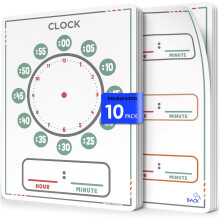 Scribbledo 10 Pack Telling Time Teaching Clock til Kids 9 X12 Learning Clock Dry Erase Sheets Homeschooling Supplies Lær at fortælle tid Analog C
