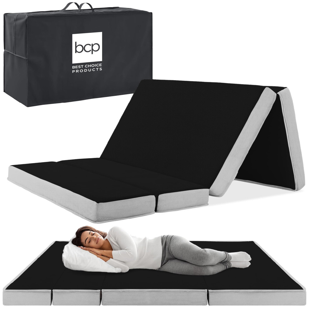Photos - Inflatable Mattress Best Choice Products 4in Portable Twin-Size Mattress Folding Mattress Topper for Camping Guest Toddler Foam Plush w/Carry Ca