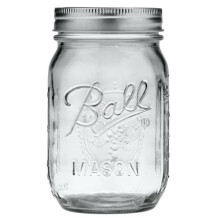 Frascos de Vidro Mason Ball com Tampa e Faixa, para Conservas (Pint, 16 Onças - Pacote de 24)