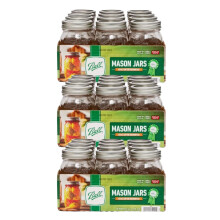 Kugle, almindelige mundglas murerkrukker med l?g og b?nd, der bruges til konservering (Pint 16 Ounce (pakke med 36))