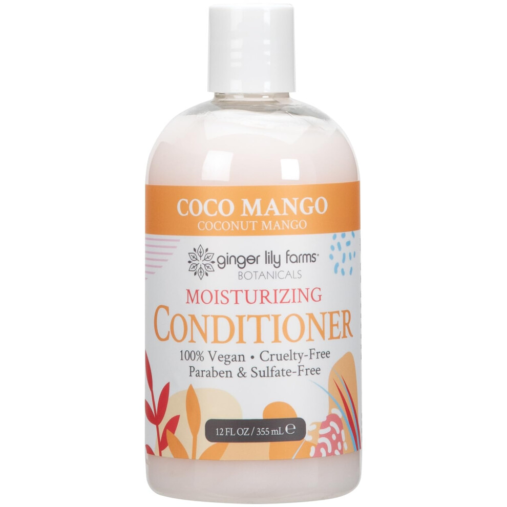Ginger Lily Farms Botanicals Moisturizing Conditioner For Dry Hair Coco Mango 100% Vegan & Cruelty-Free Coconut Mango Scent 12 Fl Oz