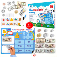 Semplicemente magico 67 pezzi di denaro finto per l'insegnamento - Denaro magnetico per attivit    in classe, set di magneti per soldi finti per ba