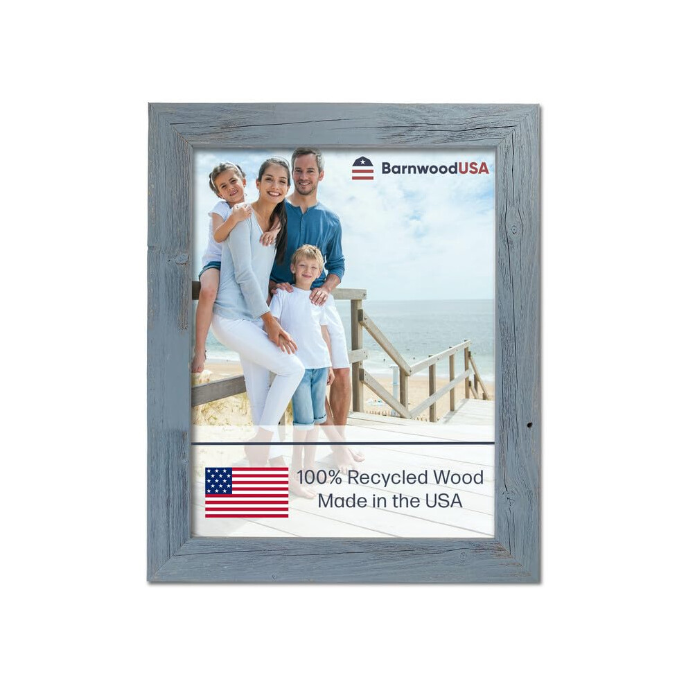 Barnwoodusa | Ramka Na ZdjęCia Wiejskie | Formowanie 1 1/2 Cala | 100% Drewna Z Odzysku | Rustykalny | ŁUpkowy BłęKit-image