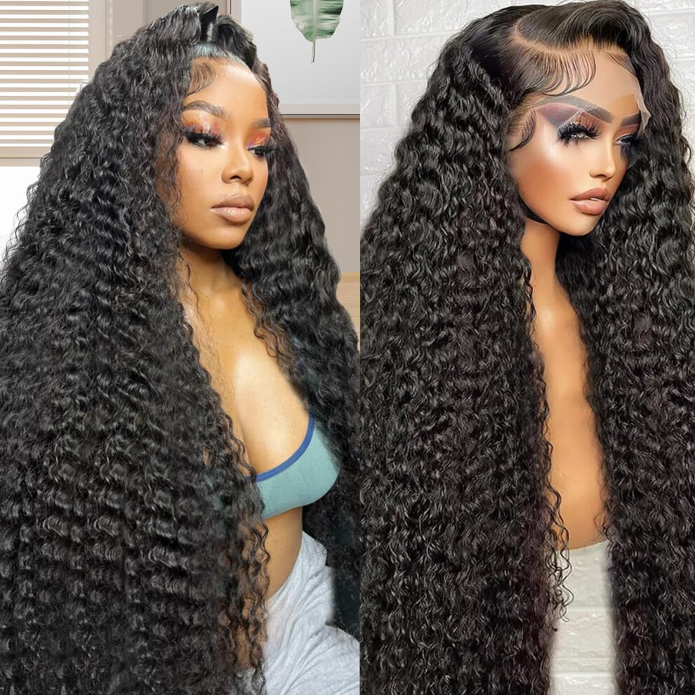 Zumuer 28 Inch 13X6 Deep Wave Lace Front Wigs Human Hair Deep Wave Frontal Wig 13X6 Hd Lace Front Wigs Human Hair Pre Plucked With Baby Hair 180 Density Glue Not,Specified