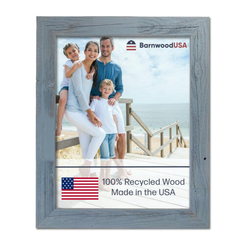 FRAMO 35mm Cornice Per Immagini 76 X 51 Cm | Blu Ardesia | Cornice In MDF Fatta A Mano Con Lastra Di Vetro Artificiale Antiriflesso A Prova Di Rottura E Robusta Parete