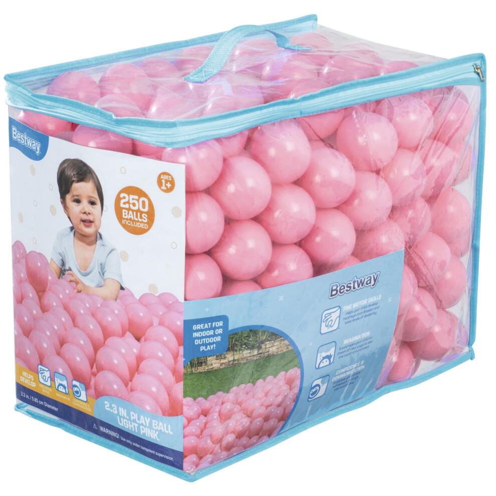 Bestway Plastic Light Pink Play Balls 250ct | Great for Indoor and Outdoor Playpens Ball Pits Bouncers Kiddie Pools
