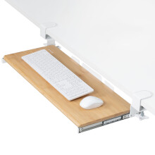 VIVO Large Clamp-on Computer Keyboard and Mouse Under Desk Slider Tray  27 x 11 inch Pull Out Platform Drawer  Bamboo  MOUNT-KB05O