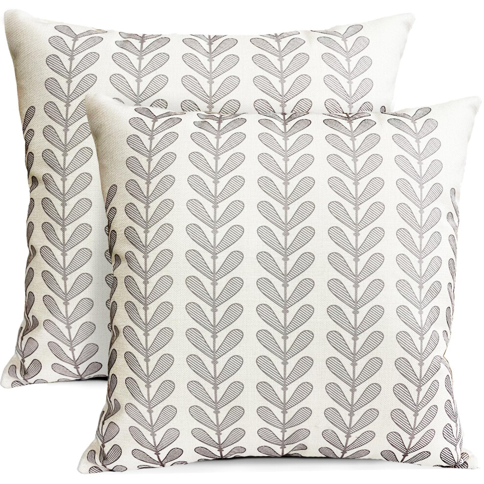 Rysmiyou Dekorative Kissenbezuge, 2Er-Set, Hellgrau, 50,8 X 50,8 Cm, Leinen, Moderner Boho-Farmhouse-Stil, Outdoor-Kissenbezuge Fur Couch, Schlaf-image