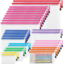 JARLINK 30 Pack 8 Sizes Mesh Pouch  9 Colors  Waterproof Zipper File Bags Document Multipurpose Travel Bags for Office  School  Board Game  Puzzles  C