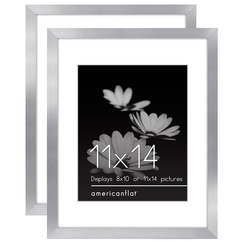 Cadre Photo Americanflat 11X14 Avec Plexiglas Poli - Lot De 2 - Utiliser Comme Cadre 8X10 Avec Passe-Partout Ou 11X14 Sans Passe-Partout - Coll-image