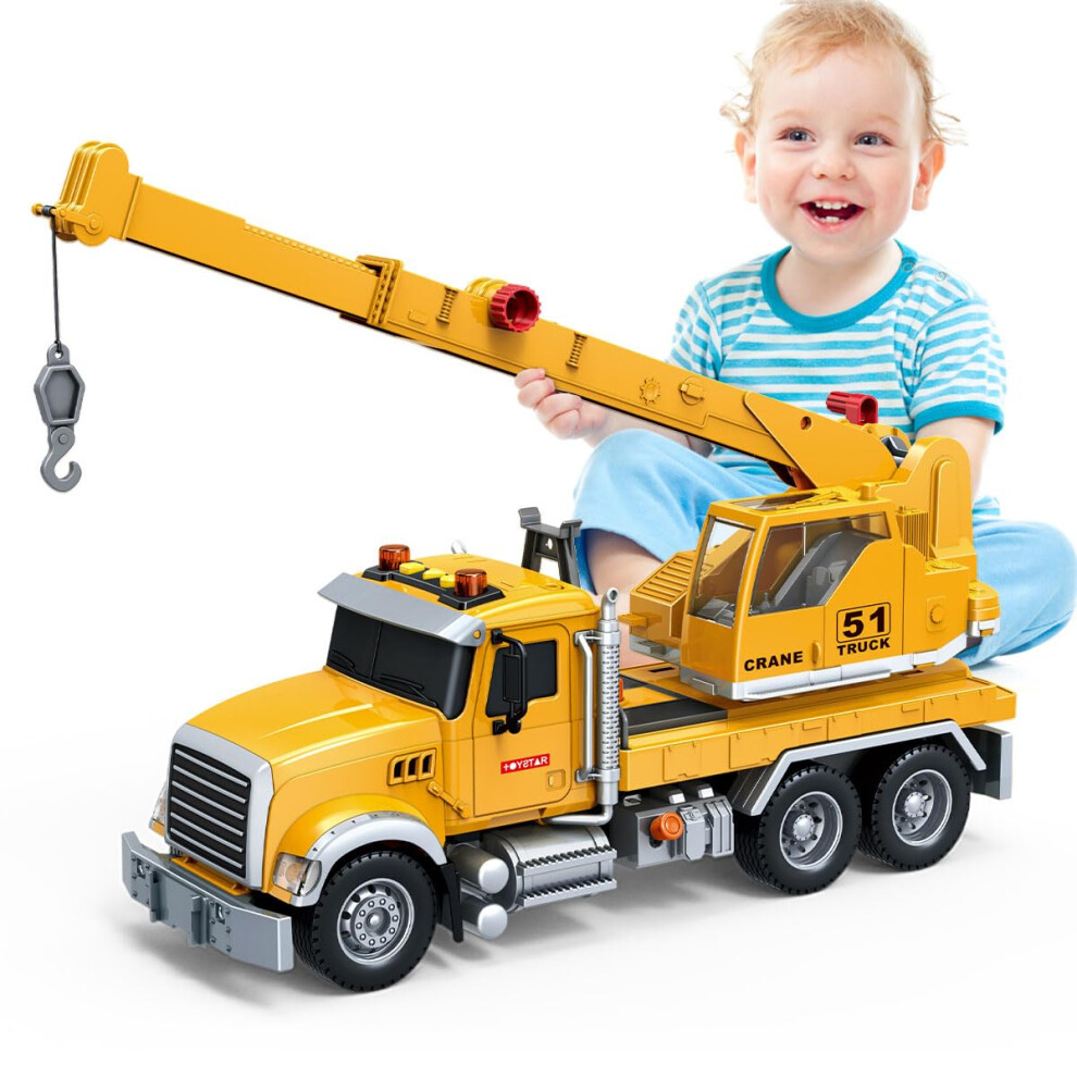 Wenbeier Baukran-Lkw-Spielzeug Mit Langem, Ausfahrbarem Ausleger, 15 Zoll, Schwerer Lkw Mit Ton Und Licht Fur Kinder Im Alter Von 3, 4, 5 Und 6 Jahren-image