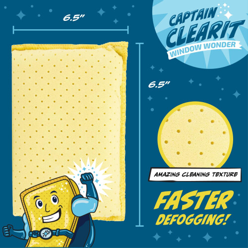Esponja Desembaçadora de Janelas Captain CLEARIT, Extra Grande, Pacote com Dois, Super Absorvente 1