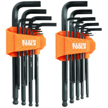 Klein Tools BLS22 Conjunto de Chaves Hexagonais Longas de 22 Peças, SAE e Métrico, Tratadas a Calor