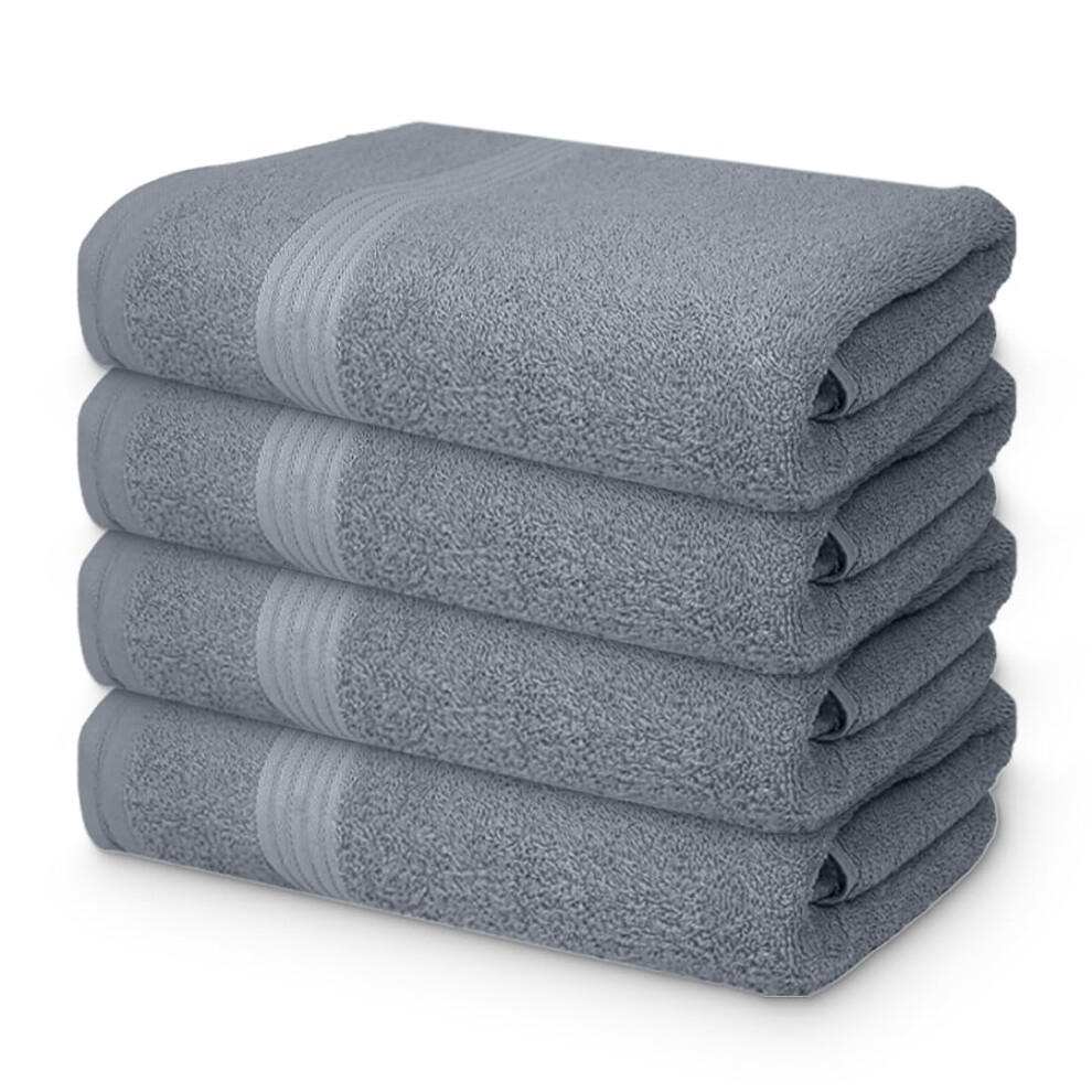 Serviettes de bain Textila 100 % coton - 27 x 54 (lot de 4, gris) - Tr   s absorbantes, super douces et luxueuses pour salle de bain, piscine, sall
