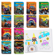 BenLouis 24 Mini Monster Truck Målarbok Födelsedagstema Party Favor Aktivitet Bok