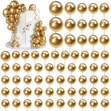 66 STUKS Ball Cake Prikkers Goud 4 Maten voor DIY Bakken Decoratie Cupcake Toppers en Huwelijksverjaardag Verjaardag