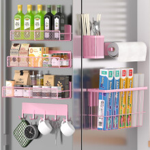 Magnetic Spice Rack for Refrigerator 7 Pack Metal Magnetic Shelf Moveable Magnetic Storage Fridge Organizer Spice Organizer Hook Rack Paper