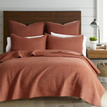 Levtex Home - Cross Stitch Chambray Dekbedovertrek Set - Tweepersoons Quilt + 1 Kussenhoes - Geweven Patroon
