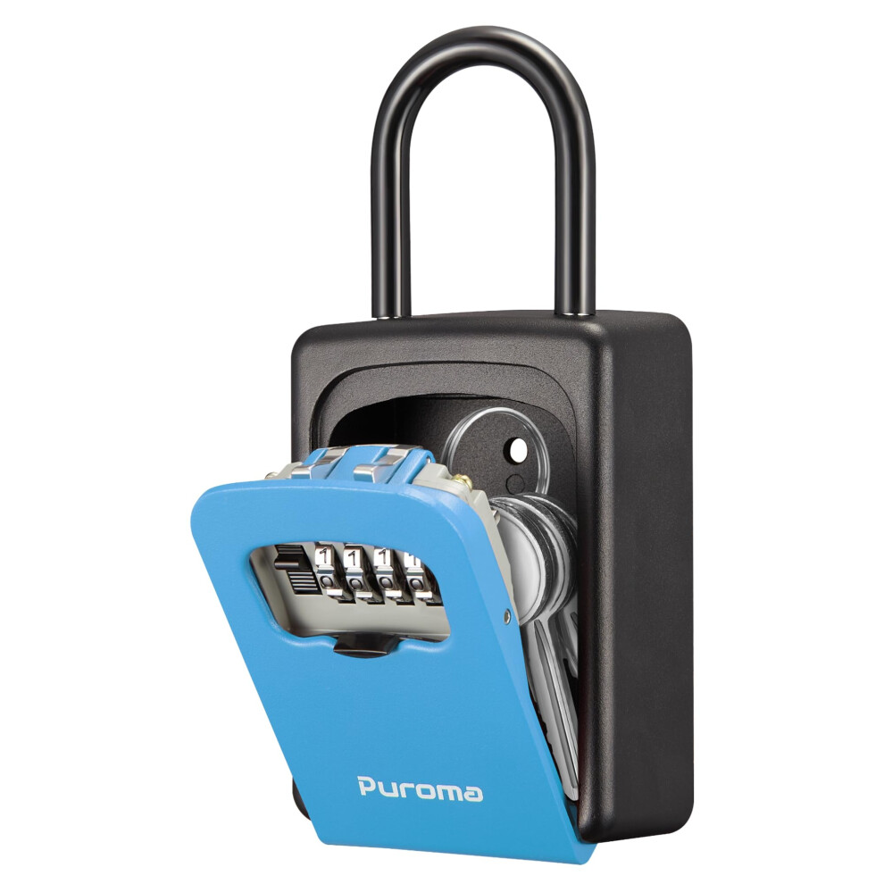 Puroma Lock Box Large Key Lock Box Resettable Combination Code Lockbox Portable Wall Mount Lockbox Waterproof Security Safe Box For Outside Outdoor 840064902878
