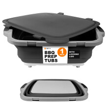 Drip EZ Opvouwbare BBQ Voorbereiding Tub (V2) - Voor Maaltijd Voorbereiding en Opslag - Inclusief Snijplank & Vergrendelbare Deksel - (1) OG - Zwart