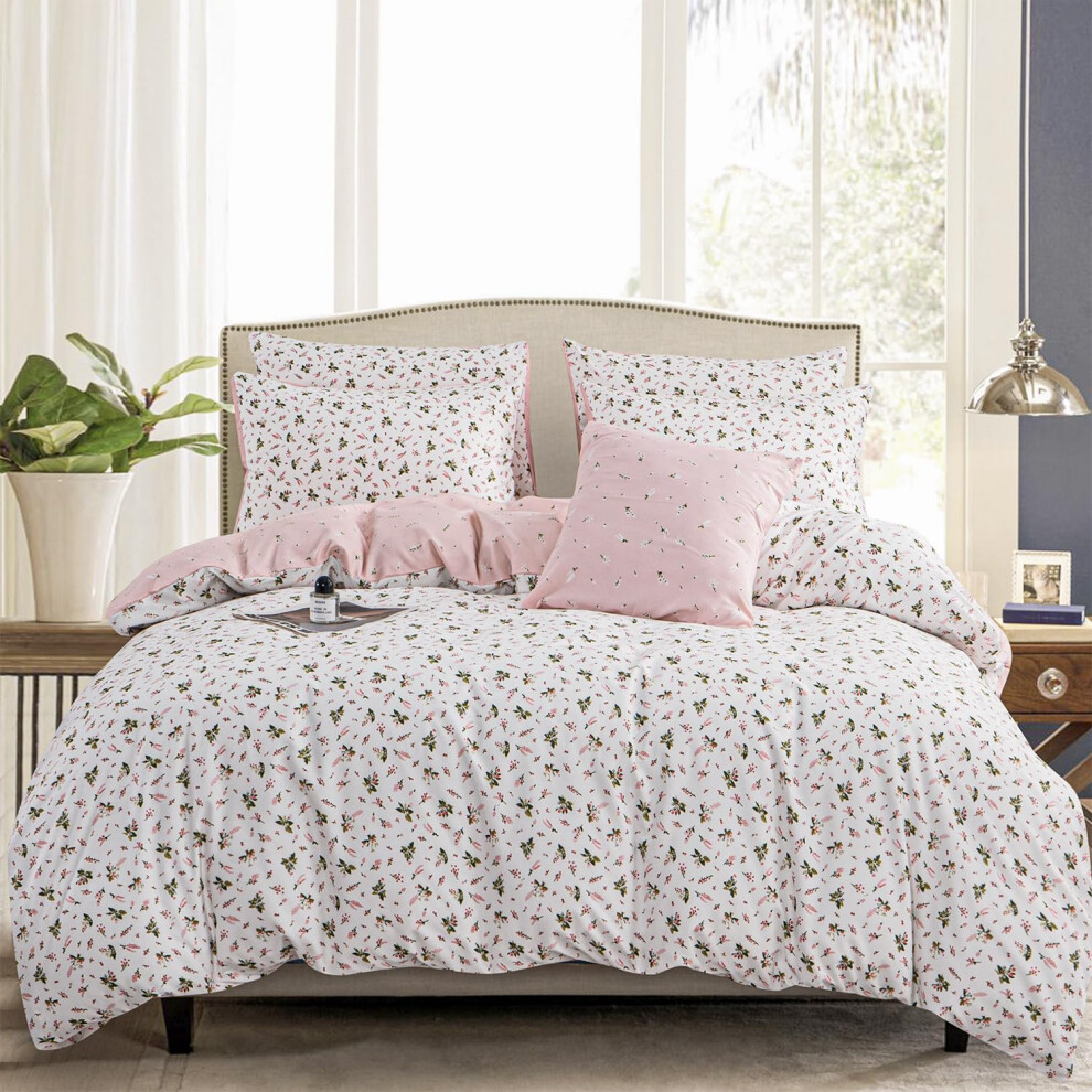 Housse de couette double florale en microfibre bross   e, ensemble de literie floral 3 pi   ces, style jardin, motif floral rose, housse de couette d
