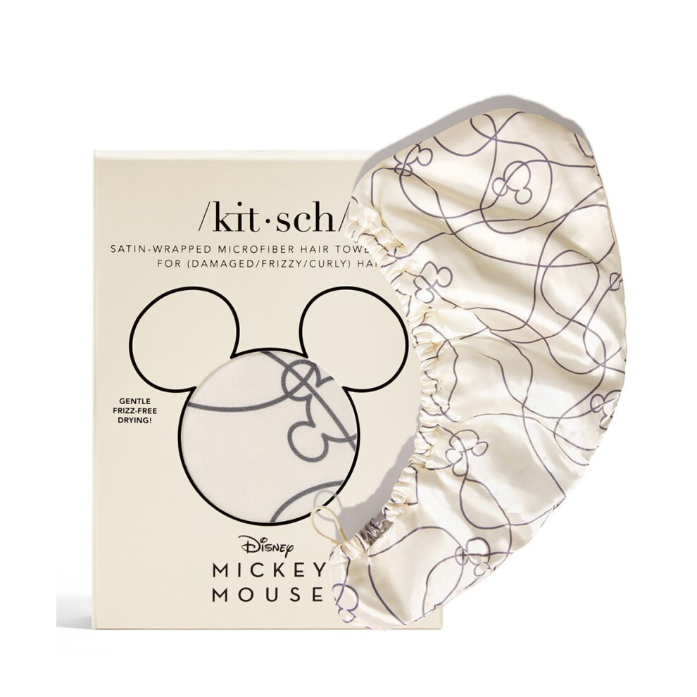 Serviette en microfibre pour cheveux Kitsch Mickey/Minnie x Satin pour femme - S  chage rapide | Serviette en microfibre pour cheveux | Serviette pour