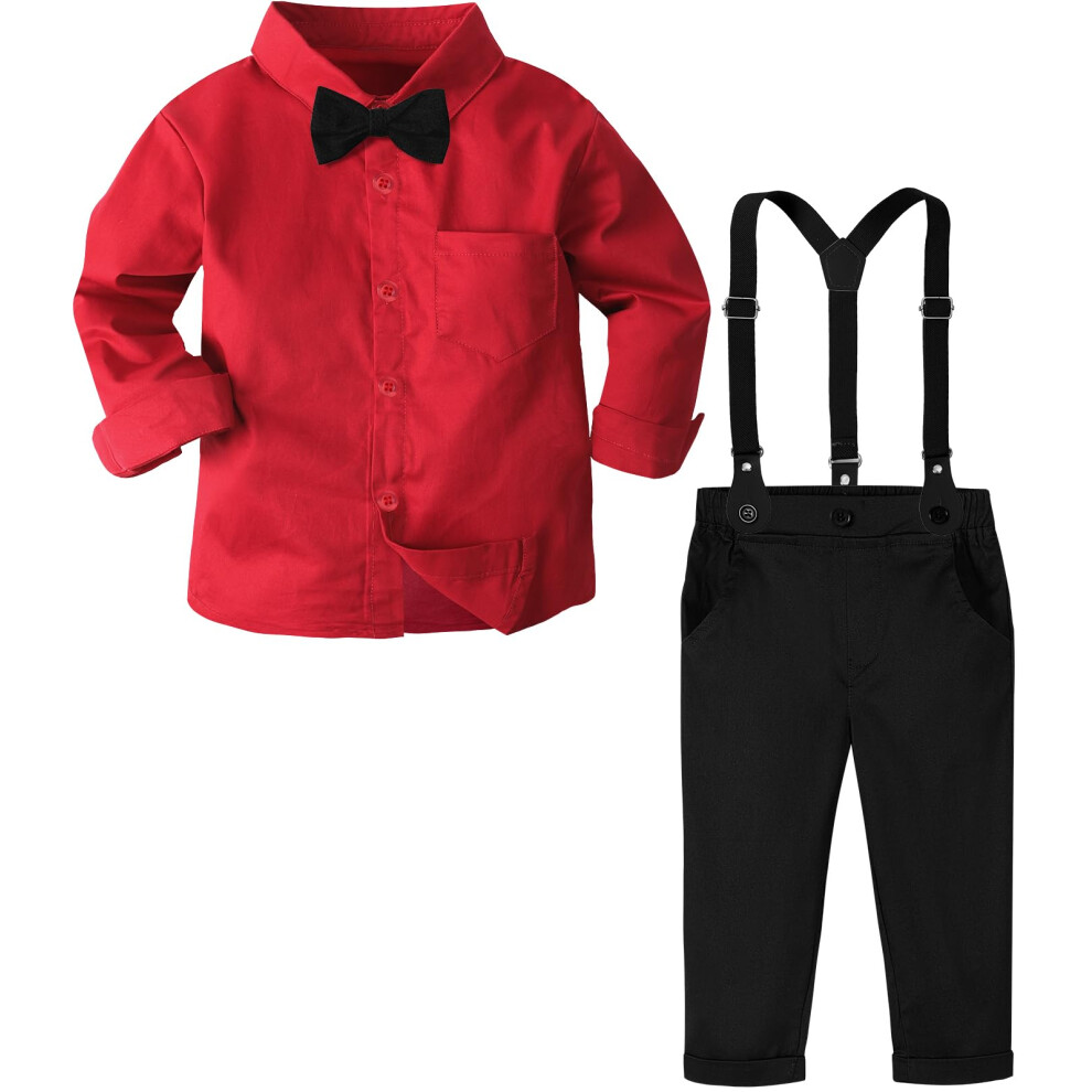 A&J DESIGN Tenue de Saint-Valentin pour gar   on, tenue de soir   e pour enfant de 5     6 ans, rouge et noir, pour No   l, P   ques, mariage