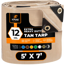 Tung White Poly Tarp 10 'X 12' (2 -Pack) - Multipurpose Beskyttende dækning - Holdbart vandtæt vejrbestandig Rip and Tear Resistent - Ekstra tyk