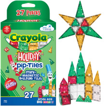 CreateOn Crayola Holiday Glitter Mini PIP Magnetiska plattor Magnetiska Barn Byggleksaker STEM Learning Reseleksaker fr pojkar och flickor 27-de