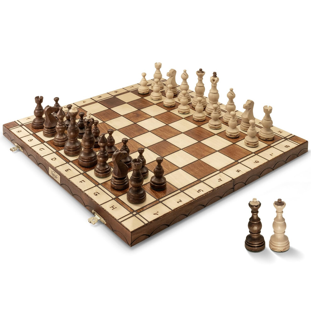 Wegiel Legate Luxury Wooden Chess Set for Adults and Kids - 18 Inch Handcrafted from Premium Beech and Birch Wood - Unique Folding Design with Chess P-image-OPC-PGBTSSM-NEW