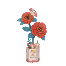 Handen Knutselen Hello Kitty en Vrienden Mijn Melodie Rode Camellia 3D Houten Puzzelset | DIY-bloemmodel | Kunst en ambacht voor volwassenen en kinde