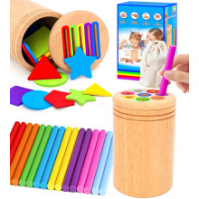 Brinquedos de Classificação de Cores para Crianças, Brinquedos Montessori de Madeira para 1 2 3 Anos
