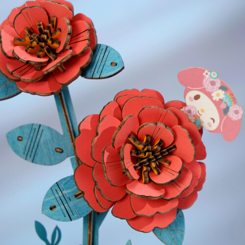 Hands Craft Hello Kitty e Amigos Meu Melodia Camélia Vermelha Quebra-Cabeça 3D 2