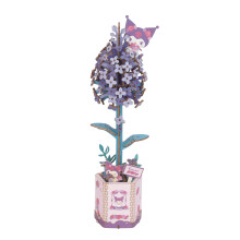 Handen Knutselen Lila Hello Kitty en Vrienden Kuromi 3D Houten Puzzelset | DIY-bloemmodel | Kunst en ambacht voor volwassenen en kinderen | Creatieve