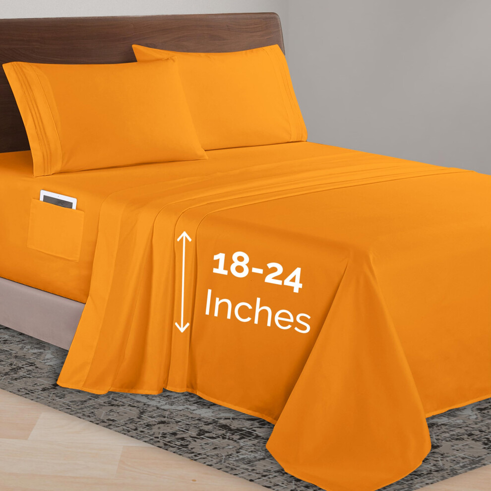 Elegant Comfort Luxurious 1500 Premium Hotel Quality Microfiber 4-Piece Sheet Set 18-24 Inches Deep - Extra Deep Pocket Sheets - Ultra Soft 4Pc Deep